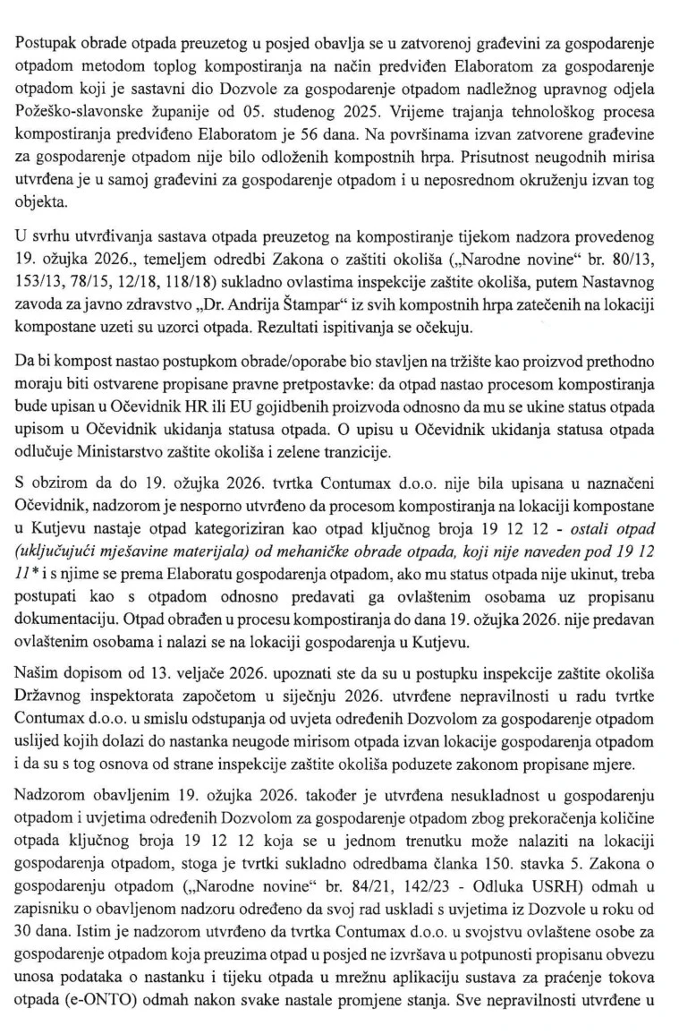 Kompostana izvan kontrole? Inspekcija otkrila zabrinjavajuće stanje!