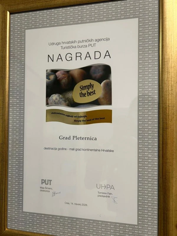 Pleternici nagrada „Simply the Best“ za najbolju turističku destinaciju